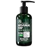 Antifungal Soap with Tea Tree Oil & Active Ingredients Help Treat & Wash Away Athletes Foot, Nail Fungus, Jock Itch, Ringworm, Body Odor & Acne. Antibacterial Defense Against Fungal Irritations - 8oz