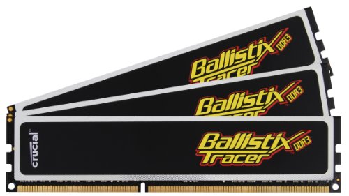 Crucial BL3KIT25664TN1608 PC1600 6GB Arbeitsspeicher (DDR3, Crucial Ballistix CL8, Tracer, 3x 2GB Kit, black) Retail