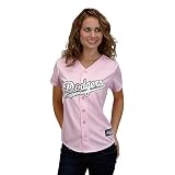 Los Angeles Dodgers Women's Fashion Jersey by Majestic Athletic - Pink Large