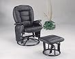 Black Deluxe Swivel Leatherette Glider Recliner w/Ottoman By Coaster Furniture