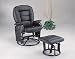 Black Deluxe Swivel Leatherette Glider Recliner w/Ottoman By Coaster Furniture