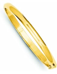 14K Gold 5.6mm Polished Solid Hinged Bangle Bracelet