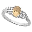 14K White Gold Golden Topaz and Diamond Ring