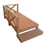 igarden　アイガーデン　アイウッドデッキ6点セットナチュラルクロスフェンスロータイプ　アイガーデンオリジナル人工木ウッドデッキ、樹脂木、木樹脂、プラウッド、ウッドデッキセット、木製デッキ、縁台