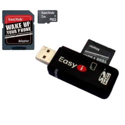 SANDISK MICRO SD 2GB CARD & FREE EASYi USB SD CARD READER (Supports Windows Vista, 98SE, ME, 2000 & XP)