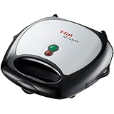 T-fal SW6100 EZ Clean Easy to Clean Nonstick Sandwich and Waffle Maker with Removable Dishwasher Safe Plates, 2-Slice, Silver