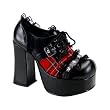 4 1/2 Inch Oxfords Black Gothic Shoes Chunky Heel Womens Sexy Shoes Red Plaid