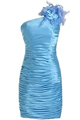 Natural   Waistline Charmeuse Cocktail One Shoulder Sheath Party Dress/Mini Dress 