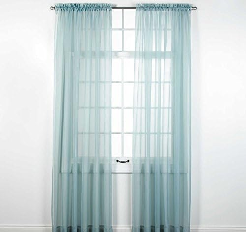 Blackpeel 6 Pc Window Sheer Panel/drape/treatment/curtain 84" Long Fully Stitched with Rod Pocket in Cottage Blue