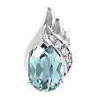 14K White Gold Aquamarine and Diamond Pendant