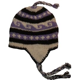 Authentic Soul Wool Ear Flap Sherpa Ski Purple Crochet Hat Beanie