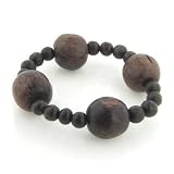 Dark Wood Beaded Bohemian Style Stretch Bracelet