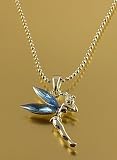18K White Gold Plated Tinkerbell Fairy Charm Necklace BLUE