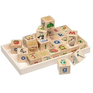 Melissa & Doug 26-piece Wooden ABC Picture Blocks in a Wooden Storage Tray