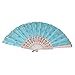 uxcell® Fabric Asia Style Folding Hand Fan for Ladies Skyblue