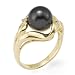 Tahitian Black Pearl Ring with Diamond in 14K Yellow Gold