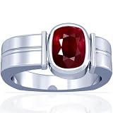 Platinum Cushion Cut Ruby Mens Ring