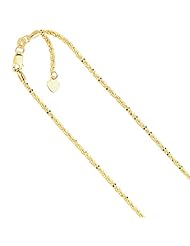 14k Yellow Gold 1.5 mm (1/16 Inch) Adjustable Sparkle Chain 22" w/ Lobster Claw Clasp