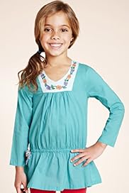 Pure Cotton Floral Embroidered Kaftan Top
