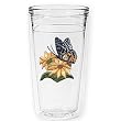 Butterfly w/Yellow Flowers 12 oz Slimline Insulated Beverage Tumbler, Clear