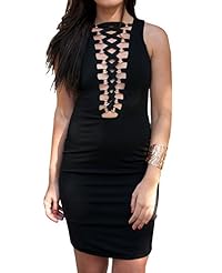 Sexy Spandex Lace-Up Checkered Print Bodycon Dress 