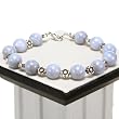 Handmade Chalcedony Agate Bracelet With Silver Floral Beads