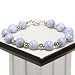 EXP Handmade Chalcedony Agate Bracelet With Silver Floral Beads