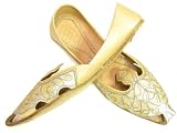 Beachcombers! Ethnic Embellished Silk Beaded & Sequin Indian Khussa Belly Dance Shoes Gold Silver