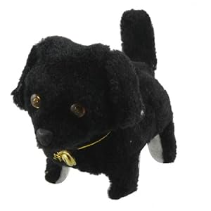 Gino Kids Black Plush Walking Barking Electronic Dog Toy