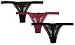 Rampage Women's 3-Pack Polka Dots Mesh Thongs,3-Pack (Black/Chocolate/Fuchsia),Medium