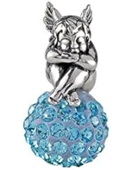 SilveRado (tm) BM038-3 Bling Angel Bling Blue Pandora Compatible Bead / Charm