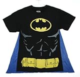 DC COMICS BATMAN - LOGO - MENS S/S BLACK WITH CAPE