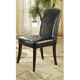 Set of 2 Black Bycast Leather Dining Parson Chairs
