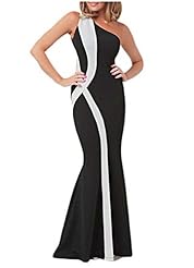 Striped Print Mermaid Lace Vintage Linen Cocktail Floor Length One Shoulder Evening Dress/Homecoming Dress/Prom Dress/Wedding Party Dress 