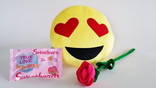 Gift From the Heart Collection (Make Any Day Valentine's Day) Heart Eyes Emoji, Sweethearts Candies, and Plush Rose