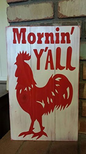 10x17" Mornin' Y'all Handpainted Pallet Wood Sign, Rooster Signs, Distressed Rustic Country Decor