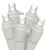 Set of 100 Pure White LED Wide Angle Christmas Lights - White Wire