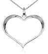 Sterling Silver Open Heart Pendant, 18"