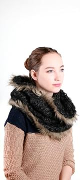 BERLIN FAUX FUR TRIM SNOOD-BKMARL