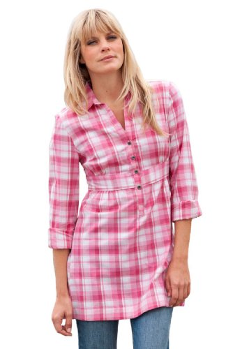 Woman Within Plus Size Plaid empire-waist long tunic by Ellos