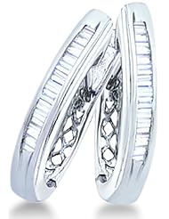White Gold Baguette Channel Set Diamond U Shape Earrings (1.0 cttw)