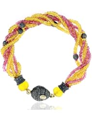 14kt Gold 2.84cts Pave Diamond Charm Strand Bracelet 68.2cts Gemstone Silver Fashion Jewelry