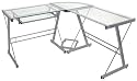 Walker Edison 3-Piece Contemporary Glass and Steel Desk