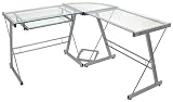 Walker Edison 3-Piece Contemporary Glass and Steel Desk