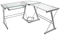 Walker Edison 3-Piece Contemporary Glass and Steel Desk