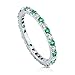 BERRICLE Sterling Silver Round Simulated Emerald Cubic Zirconia CZ Wedding Eternity Band Ring