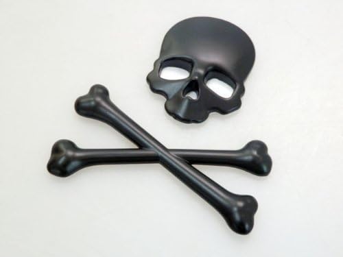 TINYPONYÂ® Black Motorcycle Skull Bone Emblem Metal Decal 3D Sticker for Suzuki Kawasaki Harley Yamaha Honda by TINYPONY