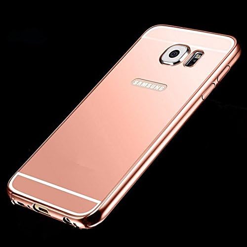 1 Samsung S6 Edge :Luxury Fashion Mirror Ultra Slim Metal Case with Aluminum Frame Hard Back Cover (Rose Gold)