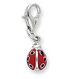 Sterling Silver Red Enameled Lady bug Charm