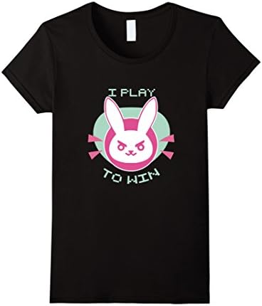 Women's D Bunny T-Shirt, I Play To Win Small Black